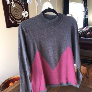 Women's sweater; Cotton, Colors: burgundy/grey